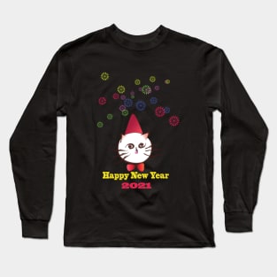 Happy New Year cute cat Long Sleeve T-Shirt